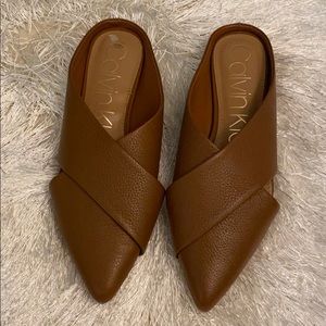 Brand New Calvin Klein Brown Mules 7